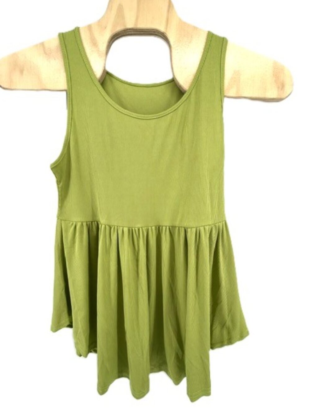 Ribbed Baby Doll Tank Top Plus OXL 12 Green Sleeveless Peplum